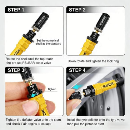 4X4 Tyre Deflator Automatic Valve Stems Adjustable Tyre Pressure Off-Road Tyre - Yellow - Size 2 sets-8pcs
