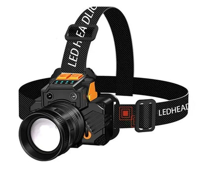 LED Headlamp with Motion Sensor USB Rechargeable Black T6 for Outdoor Camping and Fishing