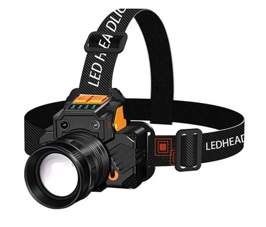LED Headlamp with Motion Sensor USB Rechargeable Black T6 for Outdoor Camping and Fishing
