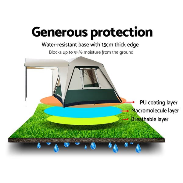 Instant Up Camping Tent 4 Person Pop up Tents Family Hiking Dome Camp Weisshorn