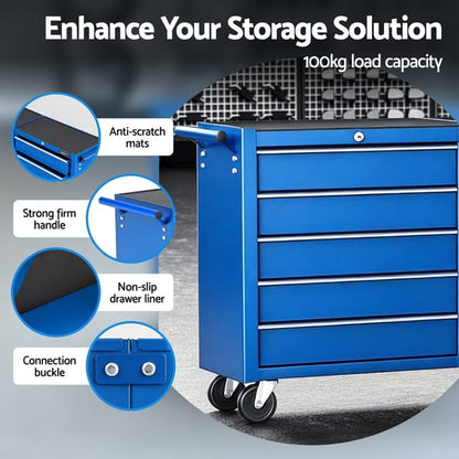 Tool Chest Trolley 10 Drawers Toolbox Storage by Giantz - Blue