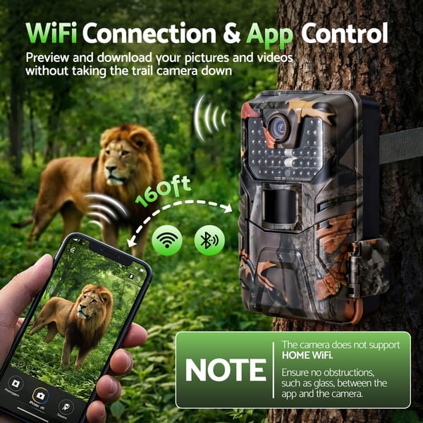 Trail Camera UL-TECH 4K WiFi 48MP 0.2s Trigger Game Camera Camo